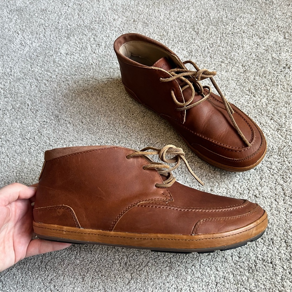 New OluKai Pala Men’s Size 11 Waterproof Chukka Boots Shoes Brown Leather Lace